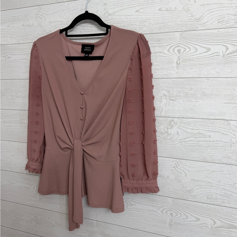Fifty Street Women’s Retro Dusty Pink Blouse. Size M - Picture 3 of 7